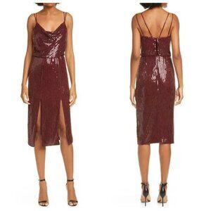 HANEY Elise Sequin Blouson Cocktail Dress
